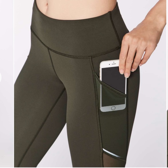 Lululemon Miles Ahead Mesh Yoga Workout Tight - Women's Size 6 - Green - Picture 3 of 11